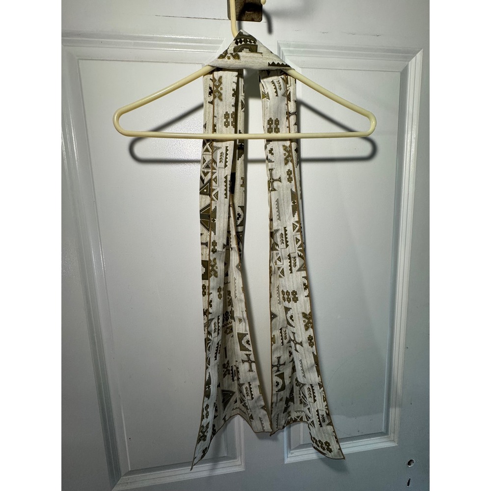 Abstract Aztec Geometric Print Scarf Beige Brown Neck Scarf 62x9 inches fashion
